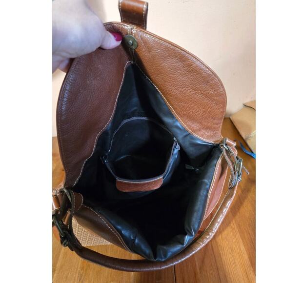 Vintage Carla Marci Made In Italy Genuine Leather Woven Shoulder Bag Large - Picture 8 of 11